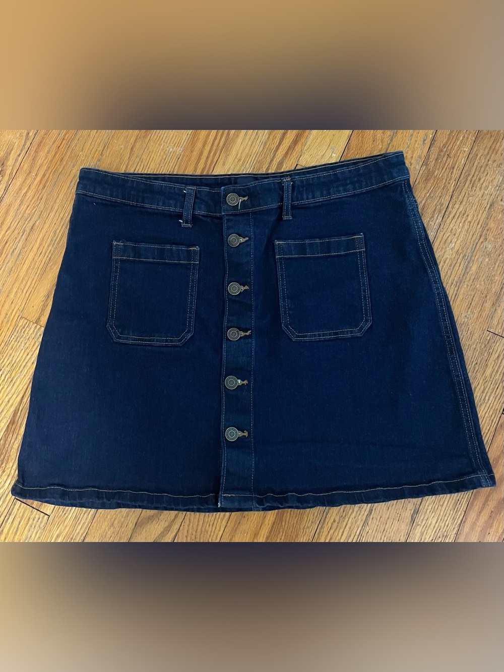 Gap Button-Front Dark Blue Denim Mini Skirt